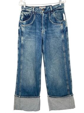 Free People Final Countdown Cuffed Low-Rise Boyfriend Jeans New Size 25